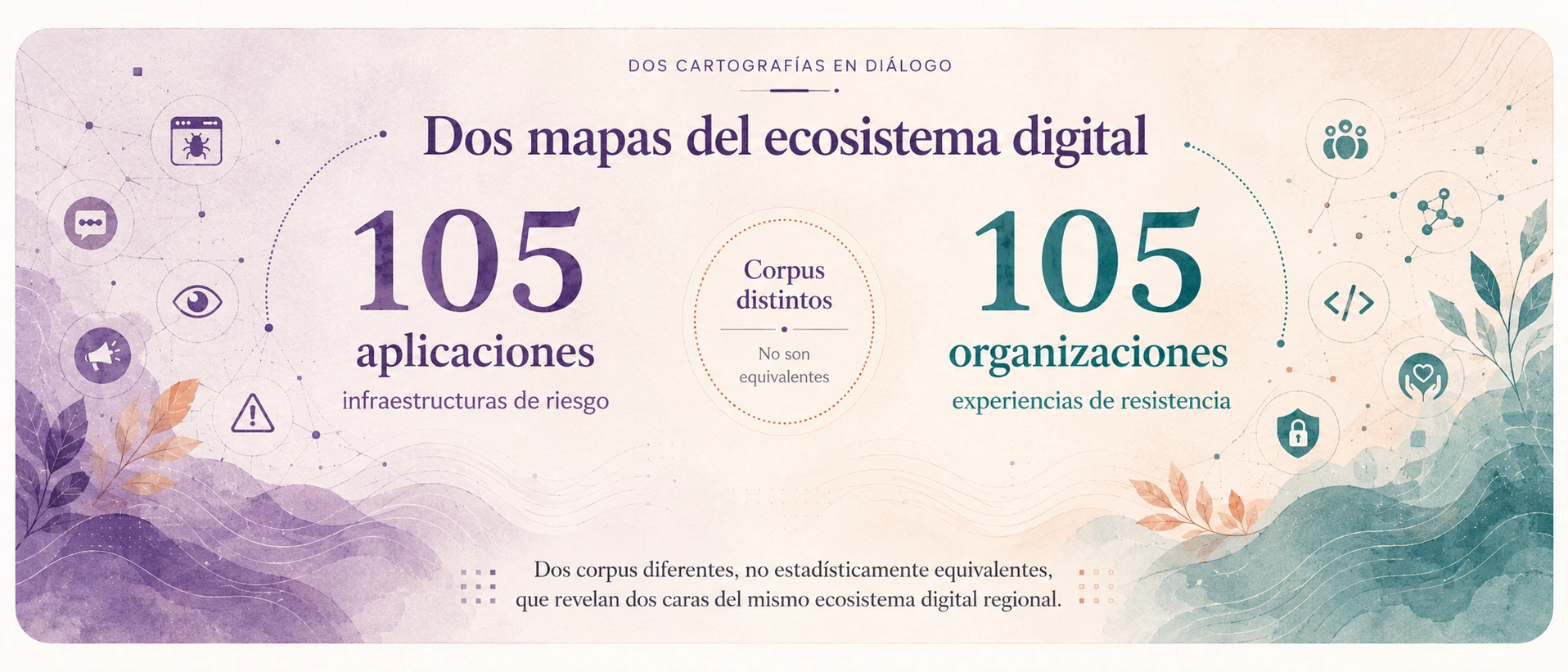 Dos mapas del ecosistema digital: 105 aplicaciones y 105 organizaciones